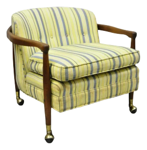 Mid Century Modern Adrian Pearsall Style Walnut Barrel Back Club Lounge Chair