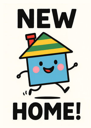 Cute Cartoon House New Home Card