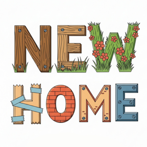Moonpig Fun Cartoon Typography New Home Card