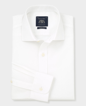 White Cotton Poplin Classic Fit Non-Iron Shirt - Single or Double Cuff