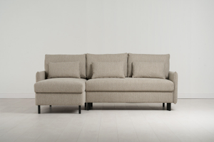 Model 12 - Three Seater Left Chaise Sofa Bed with Storage - Linen Pumice