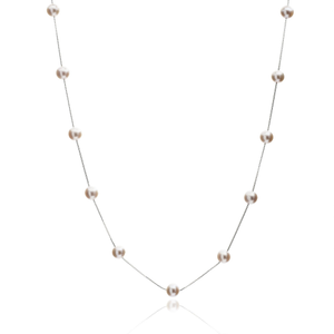 Gratia Sterling Silver Chain Necklace With Pink Cultured Freshwater Pearls (18")