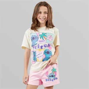 Disney Girls T-Shirt And Shorts Set White/Pink