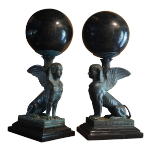1980s Maitland-Smith Egyptian Revival Sphinx Pair