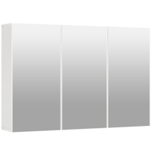 HOMCOM Armario de Espejo de Baño Armario de Baño con 3 Puertas de Espejo Montaje en Pared 90x15,5x60 cm Aglomerado Blanco