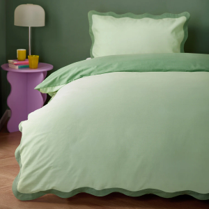 Wiggle Scallop Duvet Cover Set - Green Double 200x200cm