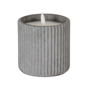 Luxe Collection Natural Glow Ribbed Led Candle - Grey Large