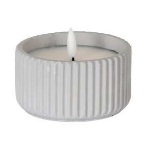 Luxe Collection Natural Glow Ribbed Led Candle - Chalk Small
