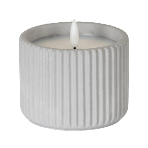 Luxe Collection Natural Glow Ribbed Led Candle - Chalk Medium