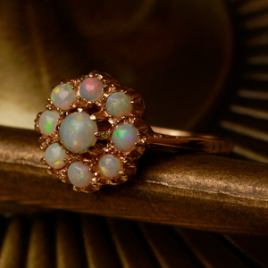 Pre-Owned Vintage 1970 9ct Yellow Gold Opal Cluster Ring