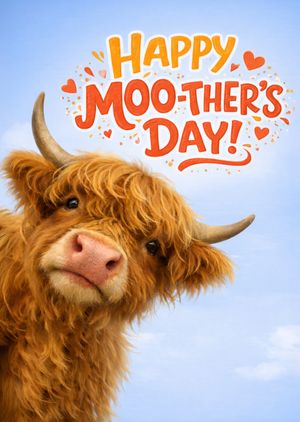 Funny Highland Cow Mother's Day Card