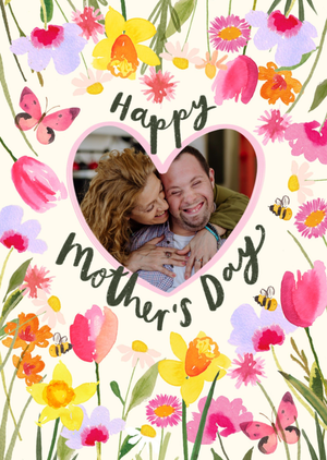 Watercolour Flowers Happy Mother's Day Photo Upload Card