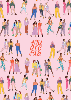 You Are Fab Illustrated Women Patterned International Women's Day Card
