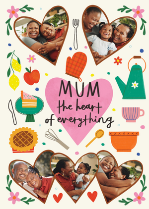 Illustrated Hearts And Baking Mum Heart Of Everything Card