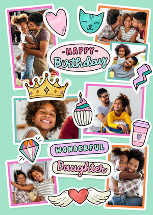 Photo Collage Stickers Wonderful Daughter Birthday Card