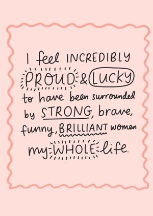 Proud And Lucky Verse Typographic International Women's Day Card