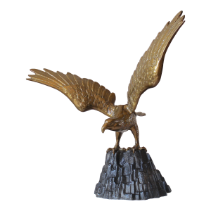 Solid Brass Eagle Sculpture - Fully Cast Brass, Dramatic Statement Piece
