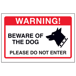 Beware Of The Dog. Please Do Not Enter 300 x 200 mm - Class D+ Glow in the Dark