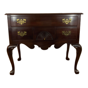 Vintage 1980s Chippendale Ethan Allen Mahogany Lowboy