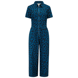 Cora Cropped Jumpsuit Petrol Navy, Ikat Leopard (XXL)