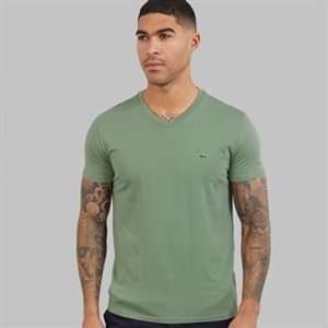 Lacoste Mens V-Neck T-Shirt Thyme
