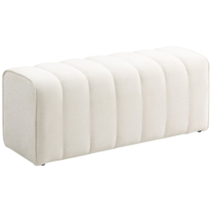 HOMCOM Modern bedroom bench, upholstered bench with wooden frame, up to 220 kg load capacity, footrest, Cream White