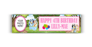 Personalised Bluey Pink Photo Banner