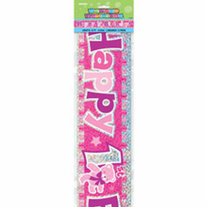 Pink 1st Birthday Banner
