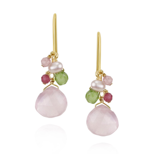 Rose Quartz Cluster Drop Earrings