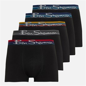 Ben Sherman Mens Oscar Five Pack Boxer Trunks Black/Multi