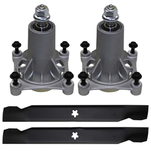 2x Spindles & 42" Blades for Husqvarna & Poulan Pro Ride On Lawn Mower 532127843