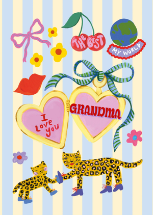 Leopards And Heart Locket I Love You Grandma Mother's Day Card