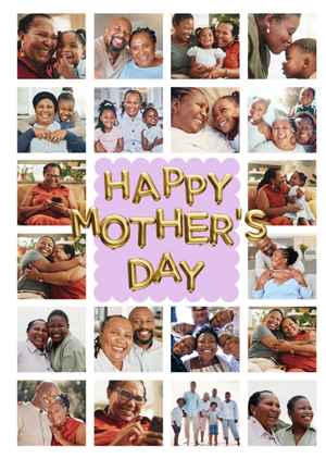 Gold Balloon Lettering Photo Upload Mother's Day Card