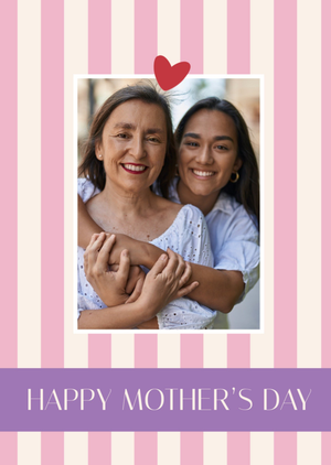Happy Mother's Day Sweet Striped Photo Upload Card
