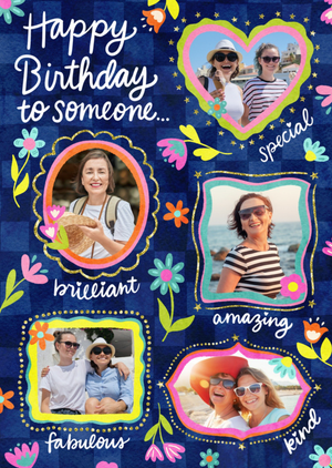 Colourful Floral Photo Upload Birthday Card