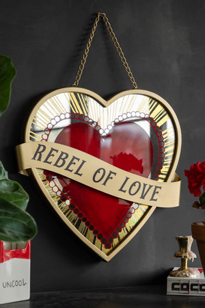 Rebel Of Love Heart-Shaped Wall Mirror