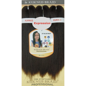 Kuknus Braid Professional Pre-Stretched Braiding Hair 12" 3 Pack