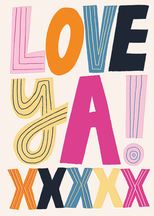 Bold Colourful Typography Love Ya Card