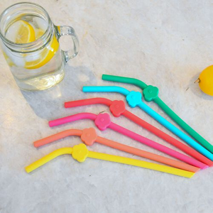 Melii 6 Silicone Straws with Cleaning Brush