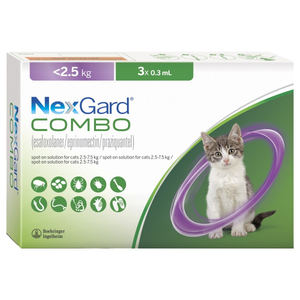 Nexgard Combo <2.5kg Spot-On Solution for Small Cats - Pack Size : 3 Pipettes
