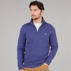 Crew Clothing Mens French Rib Half Zip Sweatshirt Deep Cobalt