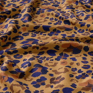 Tissu viscose fantaisie - Lynx marron et bleu