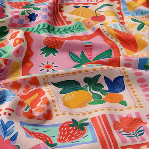 Tissu viscose fantaisie - Nice rose et orange