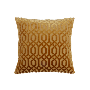 Mayfair Ochre Cut Velvet Cushion (43cm x 43cm)