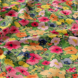 Tissu viscose fantaisie - Rebecca vert et rose
