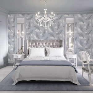 Belgravia Decor Delicate Feather Blue Wallpaper - 774