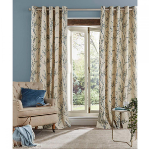 Pussy Willow Off-White / Seaspray Eyelet Curtains