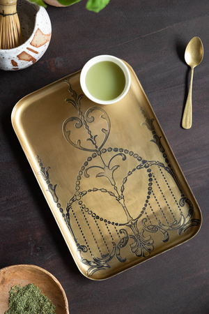 Brushed Gold Art Nouveau Tray