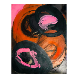 Contemporary Abstract 'Bold Edgy Powerful Color' Painting on Paper