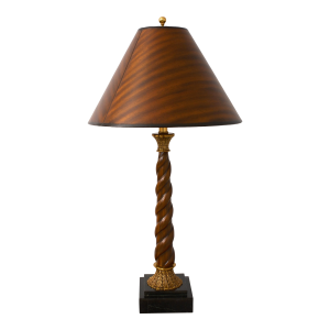 Maitland Smith Spiral Wood Table Lamp on Marble Base